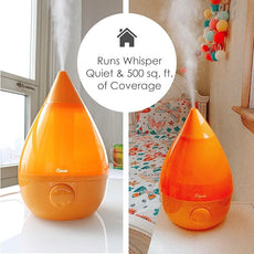 Crane Ultrasonic Cool Mist Humidifier for Bedroom, Baby Nursery, Kids Room, Plants, or Office, Large 1 Gallon Tank, Filter Optional, Orange