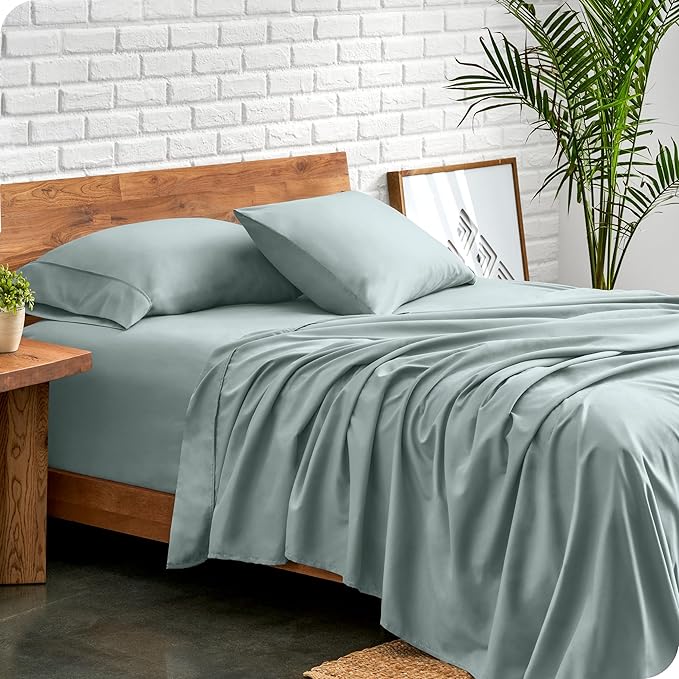 Bare Home Twin XL Sheet Set - 1800 Ultra-Soft Microfiber Twin Extra Long Sheets - Double Brushed - Deep Pockets - Easy Fit - Extra Soft - 3 Piece Set - Bed Sheets & Pillowcases (Twin XL, Sea Spray) BareHome