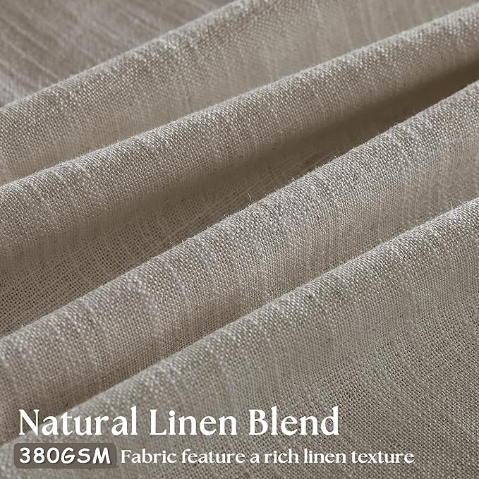 Taupe 60 Inch Wide Curtains 96 Inches Long for Living Room Light Filtering Semi Sheer Modern Farmhouse Pleated Curtain with Hooks Rings for Patio Sliding Door Large Window Burlywood Birch 1 Panel