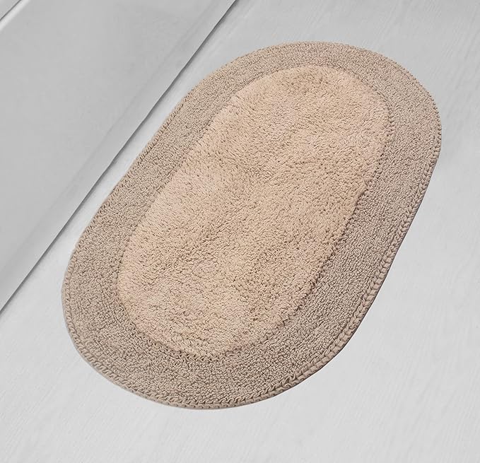 Home Weavers Double Ruffle Collection 100% Cotton Bathroom Rugs Set, Washable Rug, Extra Soft and Absorbent Bath Rug, Kitchen Mat, Bath Mat Set, Bath Floor Mat Non Slip, 24"x40" Rectangle, Linen