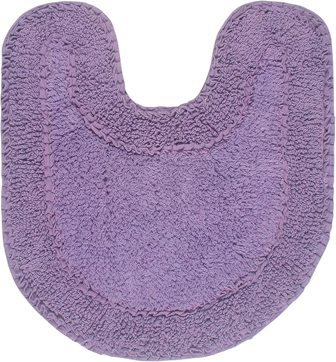 Home Weavers Double Ruffle Collection 100% Cotton Bathroom Rugs Set, Washable Rug, Extra Soft and Absorbent Bath Rug, Kitchen Mat, Bath Mat Set, Bath Floor Mat Non Slip, 20"x20" Contour, Purple