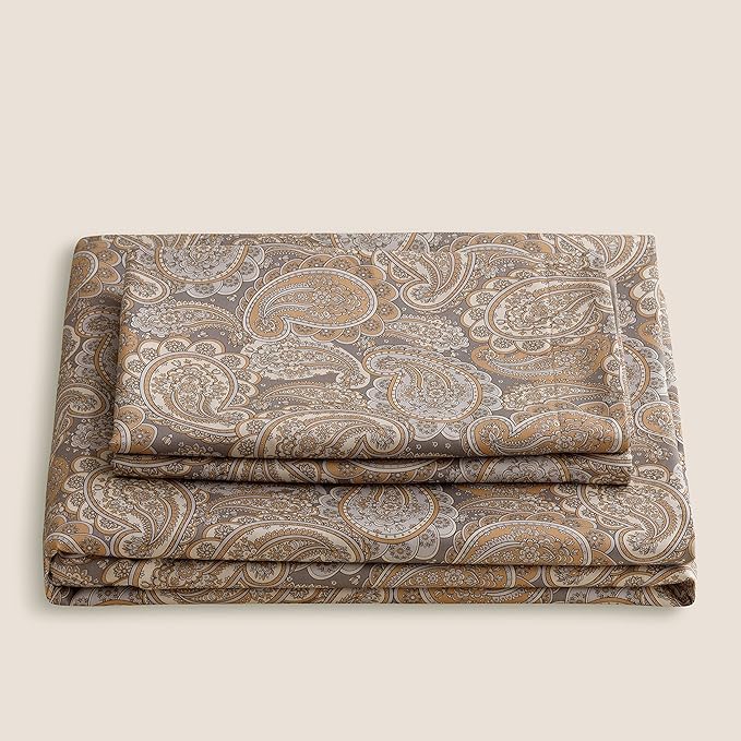 HeimenAogo Egyptian Cotton Duvet Cover Set - Luxurious California King Size with Silky Soft Sateen Weave, Boho Style, Zipper Closure, Paisley Pattern