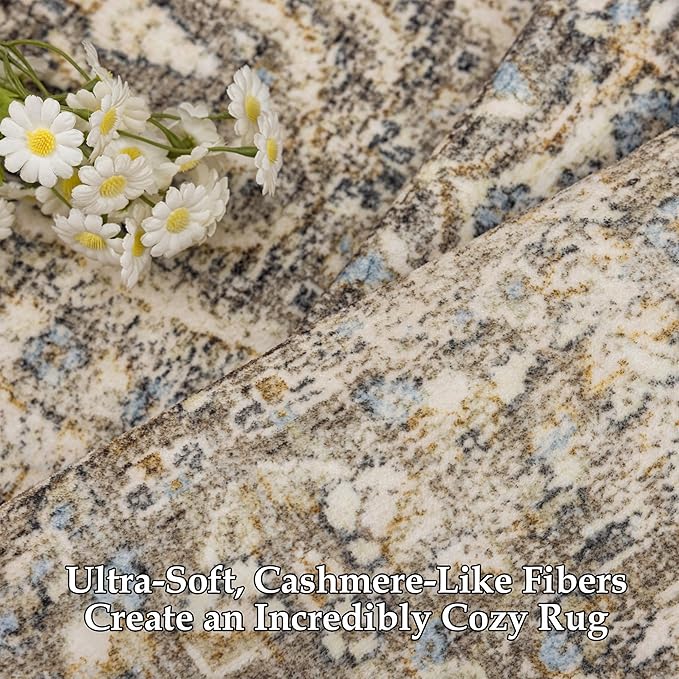 RCTJHOME 2'x6' Runner Rug for Hallway with 4 Non-Slip Tapes, Machine Washable Kitchen Boho Runner Rug, Distressed Bedroom Beside Rug, Laundry Room, Farmhouse Entryway Mat, Retro Golden Brown Multi