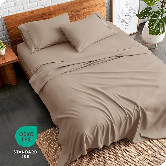 Bare Home Twin XL Sheet Set - 1800 Ultra-Soft Microfiber Twin Extra Long Sheets - Double Brushed - Deep Pockets - Easy Fit - Extra Soft - 3 Piece Set - Bed Sheets & Pillowcases (Twin XL, Pebble) BareHome