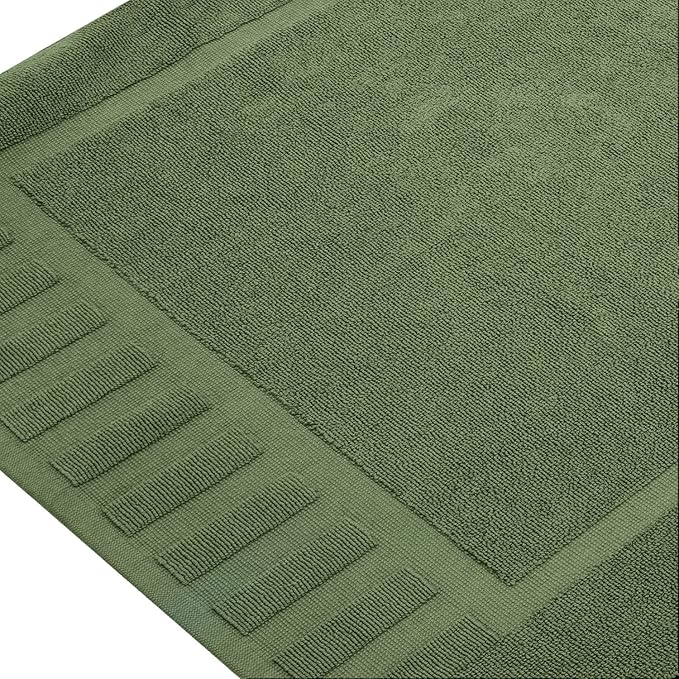 White Classic Luxury Bath Mat Floor Towel Set - Absorbent Cotton Hotel Spa Shower/Bathtub Mats [Not a Bathroom Rug] 22"x34" | 2 Pack | Forest Green
