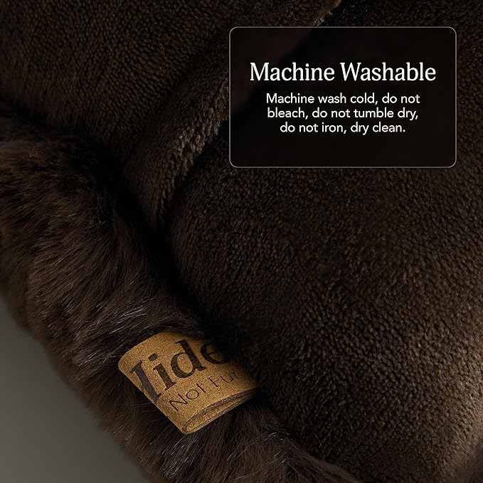 UnHide Squish Lumbar Pillow - Faux Fur Pillow - Extra Soft Throw Pillow - Rectangular Shaped, Polyester Fill - Machine Washable - Perfect for Living Room Or Bedroom - 10” x 18” - Chocolate