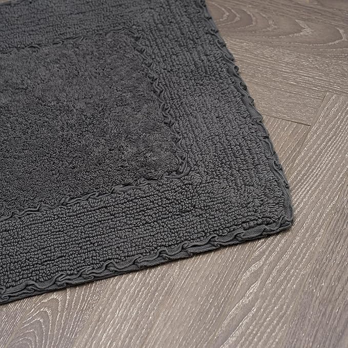 Laura Ashley Ruffle Border 100% Cotton Bath Rug, Dark Grey, 20"x 34"