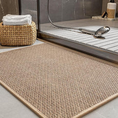 PADOOR Non-Slip Bath Mat With Rubber-Backing, Braided Absorbent Machine Washable Thin Rug, Quick Dry, Fits Under Door, for Bathroom Floor, 20''x32'' Beige