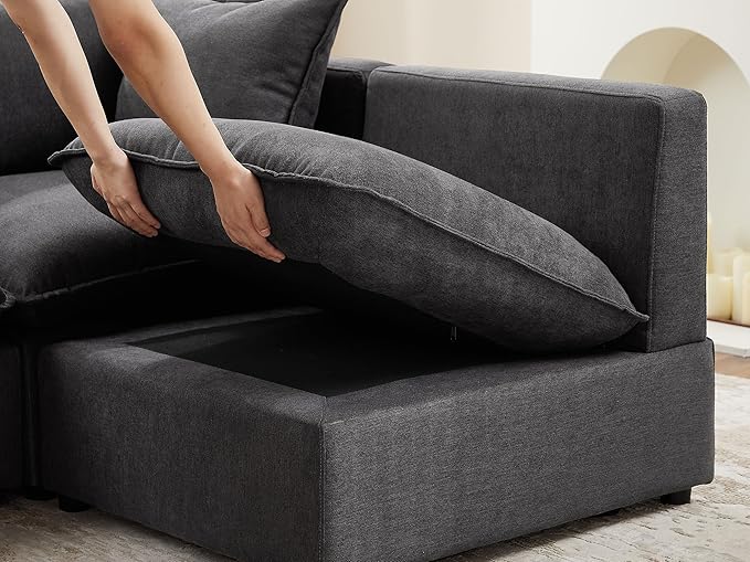 VANOMi Modular Sectional Sofa, 5 Seater Sofa with Reversible Chaise for Living Room, L Shape Sofa