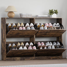 Shoe Cabinet with 4 Flip Drawers, Narrow Hidden Shoe Storage Cabinet, Slim Freestanding Shoe Rack Organizer for Entryway, Hallway, Bedroom, Living Room