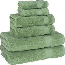 Cotton Paradise 6 Piece Towel Set 100% Cotton Soft Absorbent Turkish Towels for Bathroom 2 Bath Towels 2 Hand Towels 2 Washcloths Sage Green Towel Set