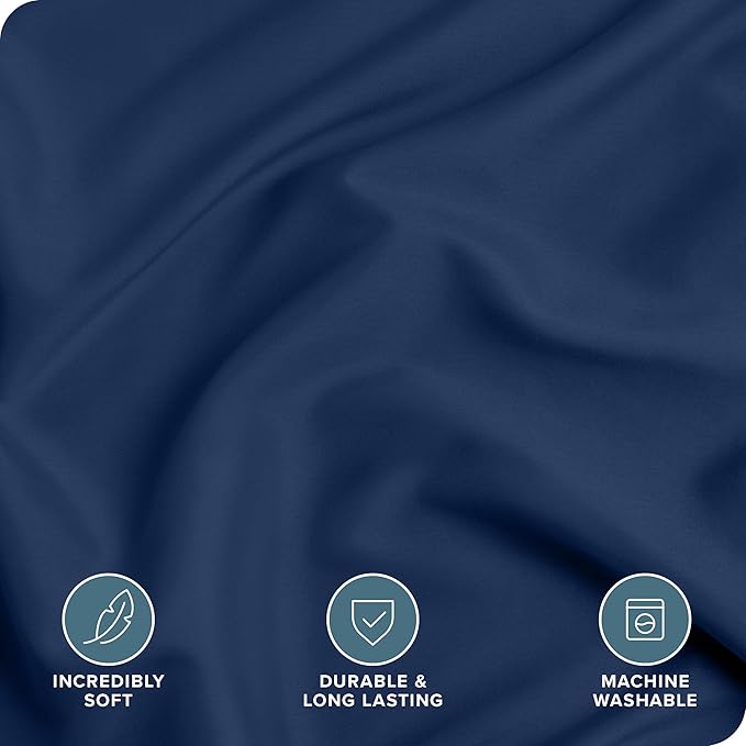 Bare Home Bedding Duvet Cover King Size - Premium 1800 Super Soft Collection - Lightweight, Cooling - Soft Breathable Bedding Duvet Cover (King, Dark Blue)