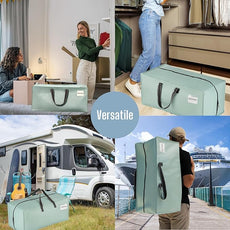 VENO 2 Pack Moving Bags w/Backpack Straps, Heavy Duty, Moving Boxes Alternative, Packing Supplies, Large Storage Totes for Dorm Room Essentials with Zipper for Clothes (Light Green Matte, 2 Pack)