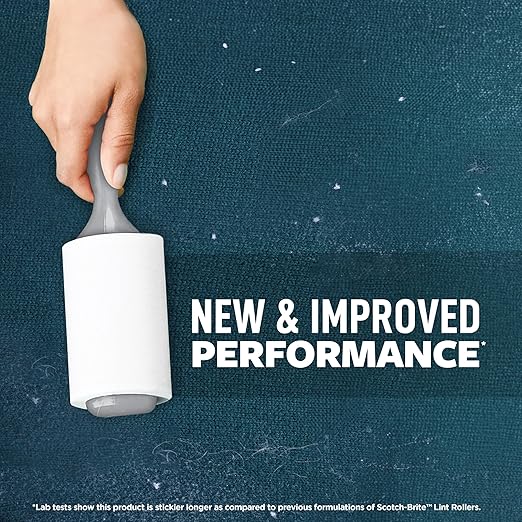 Scotch-Brite Everyday Clean Lint Roller, 3 Pack, Lint Remover for Pet Hair, Dark Clothes, Furniture, and Dusty Surfaces, Picks Up Fur & Fluff in Your Home, Car & Office, 300 Adhesive Sheets Total