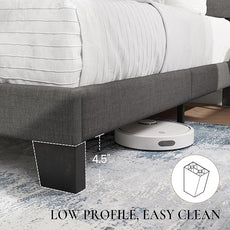 SHA CERLIN Twin Platform Bed Frame with Upholstered Fabric Headboard, Mattress Foundation with Strong Wooden Slats Support, No Box Spring Needed, Grey