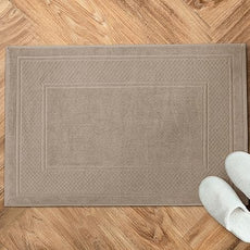 Avalon Towels Beige Bath Mat - 100% Cotton Set of 2 Absorbent Bathmat - Bathroom Mats Quick Dry Bath Mats for Bathrooms (22x34 Inches)