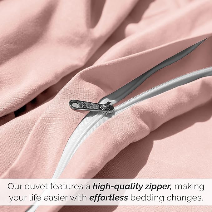 Southshore Fine Living, Inc. Premium Collection Oversized King Duvet Cover Set, Soft Duvet Cover 3-Piece, Two Matching Shams (108 in Wide x 98 in Long), Pastel Pink, King/California King