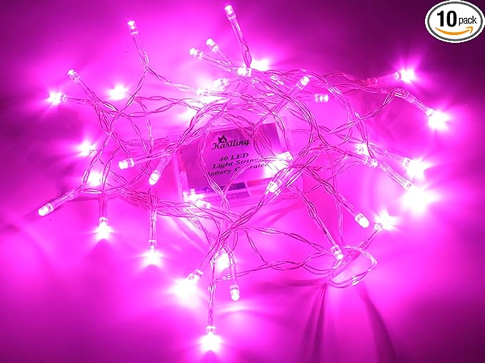 Karlling Battery Operated Pink 40 LED Fairy Light String Wedding Party Xmas Christmas Decorations(Pink,10 Pack)