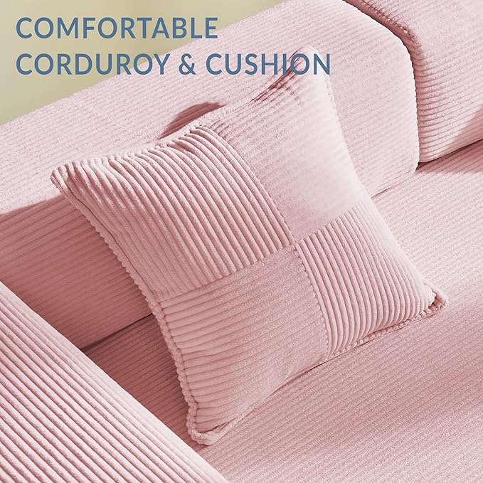 YINIX Foldable Sofa Bed, 78'' Folding Floor Couch, Compressed Convertable Sleeper Sofa, Memory Foam Couch with Pillow Back Support Armrest, 4-in-1 Futon Sofa Bed for Living Room, Pink