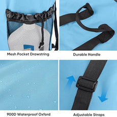 BALEINE 150L Laundry Bag Backpack, 900D Oxford Fabric Large Travel Laundry Bags with Shoulder Straps and 2 Mesh Pockets for College Dorm, Apartment, Laundromat (Blue, 150L)