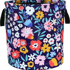 Folk Floral Art Laundry Basket Beautiful Flowers Foldable Oxford Cloth Funny Tote Bag Laundry Hamper Clothes Storage Bucket Organizer For Bathroom/Laundry Storage/Bedroom 17.7x13.7 Inch