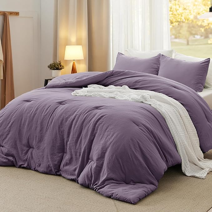 Bedsure Twin/Twin XL Comforter Set, Grayish Purple Soft Prewashed Bedding for All Seasons, 2 Pieces GentleSoft™ Down Alternative Bed Set, 1 Lightweight Comforter (68"x88") and 1 Pillowcase (20"x26")