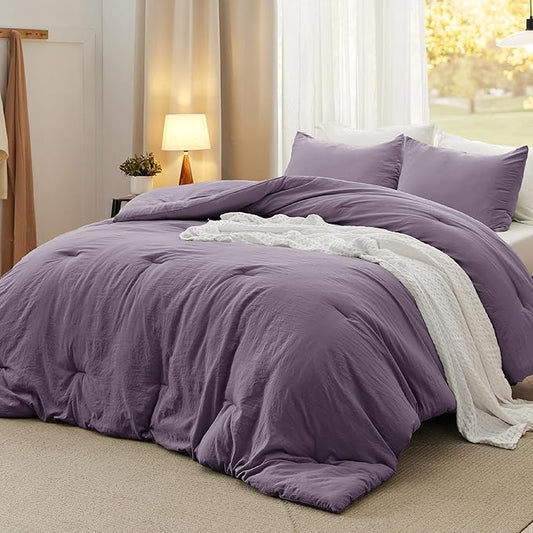Bedsure Twin/Twin XL Comforter Set, Grayish Purple Soft Prewashed Bedding for All Seasons, 2 Pieces GentleSoft™ Down Alternative Bed Set, 1 Lightweight Comforter (68"x88") and 1 Pillowcase (20"x26")