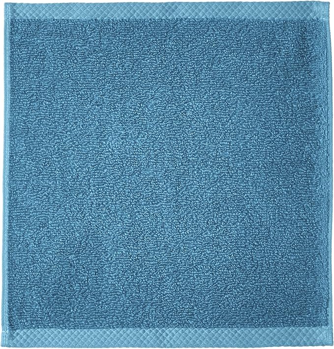 Amazon basics cotton washcloths, Lightweight quick-dry, 12" x 12", 12-pack, lake blue