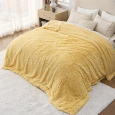 Bedsure GentleSoft Fluffy Yellow King Size Blanket for Bed, Thick Soft Sherpa Faux Fur Fleece Bedding Fuzzy Plush Winter Warm Heavy Big Large King Blanket, Cozy Yellow Gifts for Men Women, 108x90