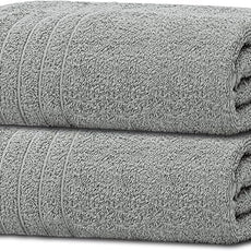 Tens Towels Pack of 2 Extra Large Bath Sheets 35 x 70 Inches, 100% Cotton, Larger & Lighter Weight, Quicker to Dry, Super Soft & Absorbent, Oversized Bath Towels, Cool Grey