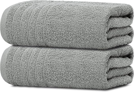 Tens Towels Pack of 2 Extra Large Bath Sheets 35 x 70 Inches, 100% Cotton, Larger & Lighter Weight, Quicker to Dry, Super Soft & Absorbent, Oversized Bath Towels, Cool Grey