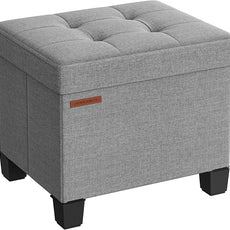 SONGMICS Storage Ottoman, Small Ottoman Foot Rest with Legs, 12.6 x 15.8 x 13.2 Inches Foot Stool, Load up to 660 lb, for Living Room, Bedroom, Dorm, Dove Gray ULSF012G02