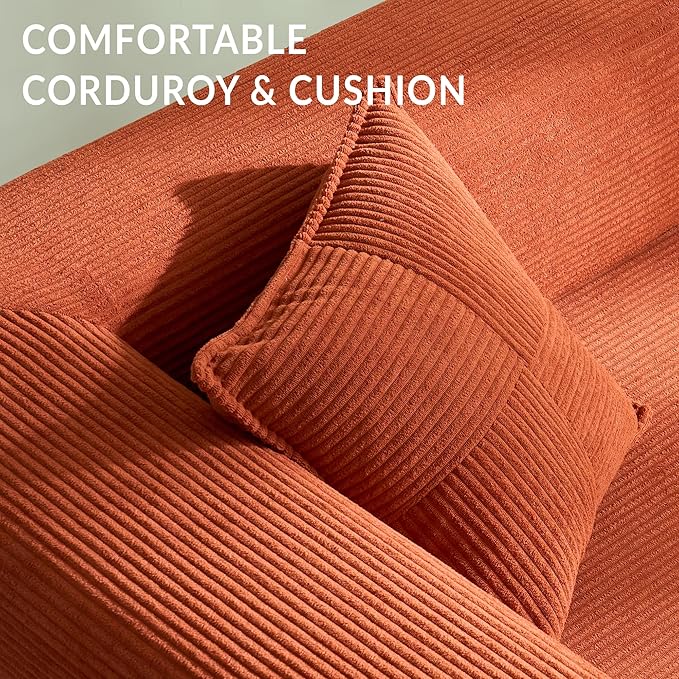 YINIX Foldable Sofa Bed, 78'' Folding Floor Couch, Compressed Convertable Sleeper Sofa, Memory Foam Couch with Pillow Back Support Armrest, 4-in-1 Futon Sofa Bed for Living Room, Orange