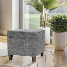 HomePop Home Decor | K7342-F2182 | Classic Square Storage Ottoman with Lift Off Lid | Ottoman with Storage for Living Room & Bedroom, Slate Grey Large