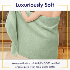 100% Organic Zero-Twist Cotton Towels - GOTS Certified Luxury Bath Towels - Ultra Soft & Plush 700GSM Long-Staple Cotton - 6 Piece Towel Set (Eucalyptus Green)