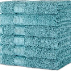 Amazon Basics Fade-Resistant 100% Cotton Hand Towel, 6 Pack, 16