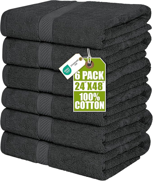 Utopia Towels 6 Pack Medium Bath Towel Set, 24 by 48 Inches, 500 GSM 100% Ring Spun Cotton, Lightweight and Highly Absorbent Quick Drying Premium Towels for Hotel, Spa and Bathroom, Grey