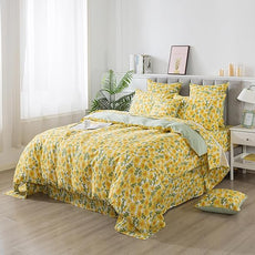 FADFAY Sunflower Duvet Cover Set Full Vintage Yellow Daisy Floral Bedding Shabby Botanical Comforter Cover Set 100% Percale Cotton Ultra Soft Quilt Cover with Hidden Zipper Closure 3Pcs, Full Size