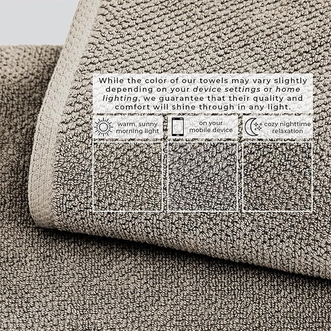 Great Bay Home 100% Cotton 6 Piece Towel Set - Absorbent, Quick-Drying, Durable Bath Towels for Bathroom Decor - Low-Twist, Two-Ply Fibers (Dark Grey)