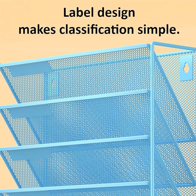 Kuntine.B Wall File Organizer (Blue, 6 Tier)