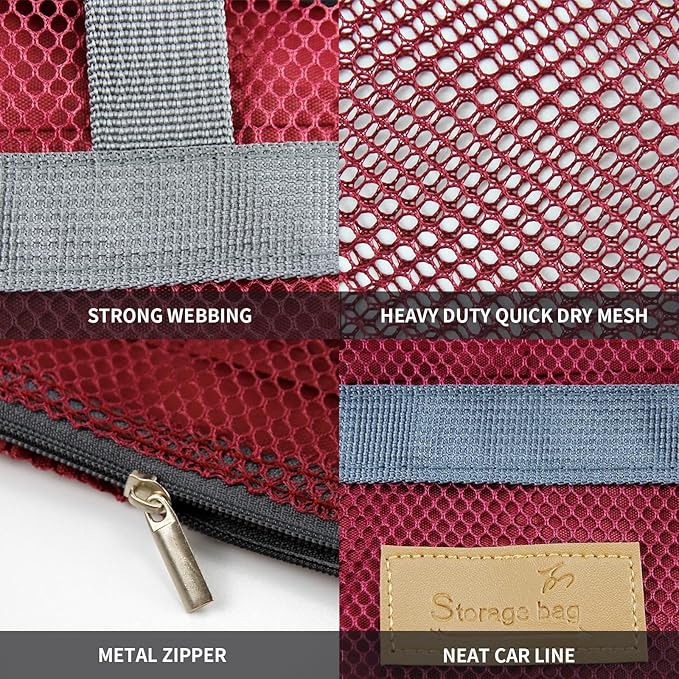 Mesh Shower Caddy Bag Portable Hanging Toiletry and Bath Organizer with Zipper for Travel, Gym, Camping, College Dorms, Beach