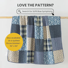 SLPR Blue Symphony Cotton Pieced Quilt Set - King with 2 Shams, Farmhouse Patchwork Quilted Bedspread with Check and Plaid Pattern, Lightweight and Cozy Country Checkered Bedding