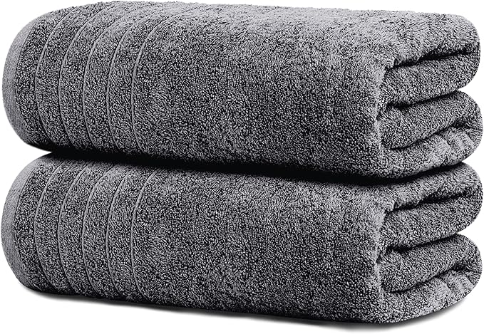 Tens Towels Pack of 2 Extra Large Bath Sheets 35 x 70 Inches, 100% Cotton, Larger & Lighter Weight, Quicker to Dry, Super Soft & Absorbent, Oversized Bath Towels, Dark Grey