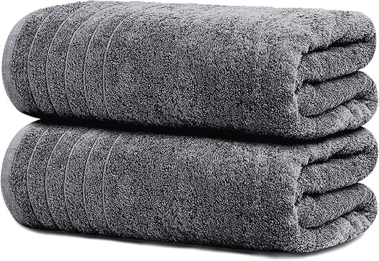 Tens Towels Pack of 2 Extra Large Bath Sheets 35 x 70 Inches, 100% Cotton, Larger & Lighter Weight, Quicker to Dry, Super Soft & Absorbent, Oversized Bath Towels, Dark Grey