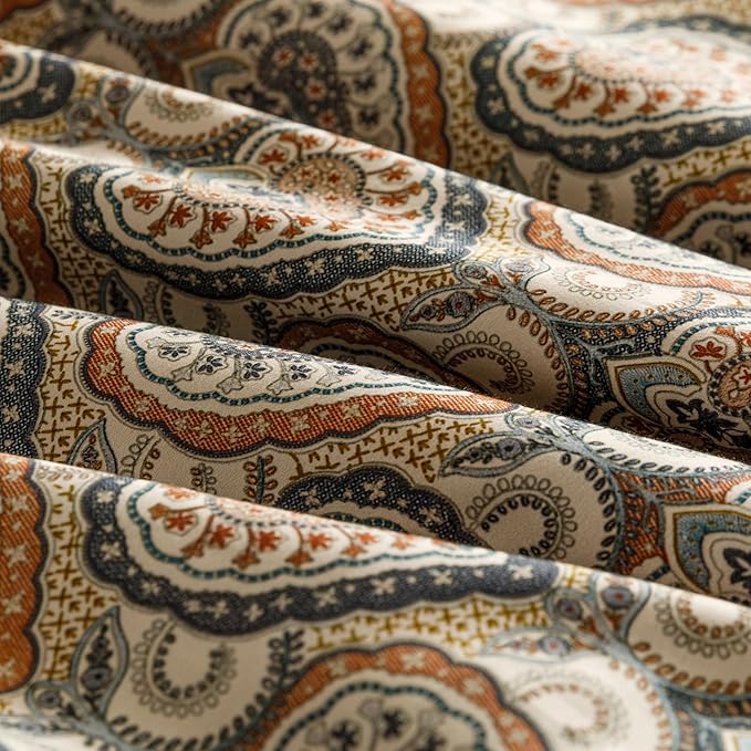 HeimenAogo Egyptian Cotton Duvet Cover Queen Size Sateen Weave, Silky Soft Duvet Cover with Zipper Closure, Long Staple Cotton Bed Linen Bohemian Damask Medallion 3 Pcs