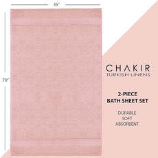 Chakir Turkish Linens, 100% Cotton Premium Quality Turkish Bath Sheets (35''x70'' Large Bath Sheet Towels - Pink)