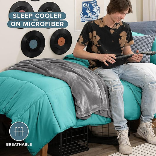 Bare Home Comforter Set - Twin/Twin Extra Long Size - Ultra-Soft - Goose Down Alternative - Premium 1800 Series - All Season Warmth (Twin/Twin XL, Turquoise)