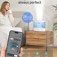 Dreo Humidifiers for Bedroom, Top Fill 4L Smart Cool Mist Humidifier with Oil Diffuser, Cartridge, Nightlight, 36H Runtime, Quiet Ultrasonic Humidifiers for Home, Baby Nursery, Plants, Office, HM311S