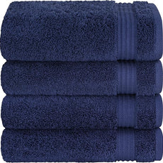 Cotton Paradise Hand Towels for Bathroom, 100% Cotton Turkish 4 Piece Hand Towel Set, Soft Absorbent Face Towels, Navy Blue Hand Towels