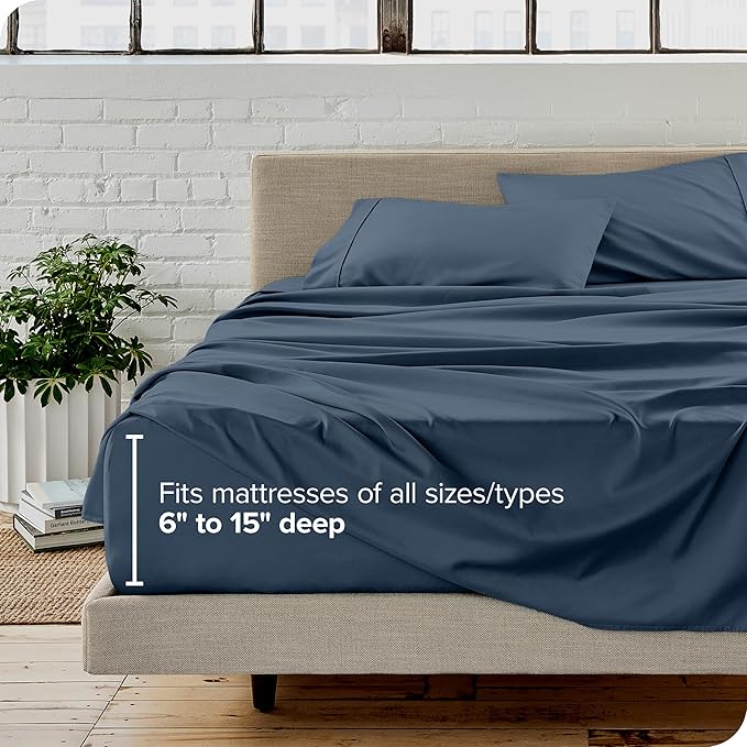 Bare Home Full Sheet Set - Luxury 1800 Ultra-Soft Microfiber Full Bed Sheets - Double Brushed - Deep Pockets - Easy Fit - 4 Piece Set - Bedding Sheets & Pillowcases (Full, Bering Sea)